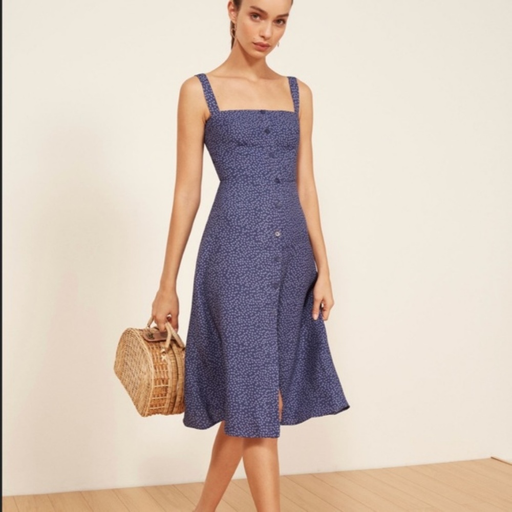 Reformation Dress Persimmon Hyacinth Blue Pre-Own